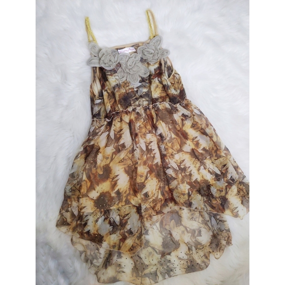 Pretty Angel Fairy Dress Chiffon Golden Yellow Flower Large - Picture 1 of 9